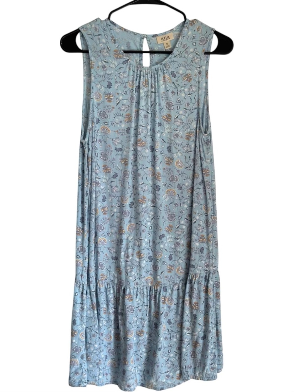 a.n.a Sleeveless Casual Mini Summer Dress Medium Lightweight Floral Paisely Blue